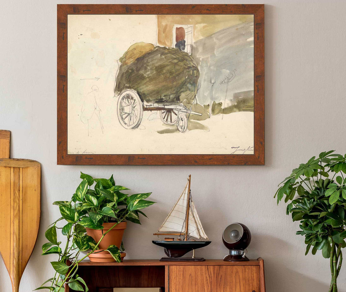 Haywagon In A Farmyard by Johan Barthold Jongkind