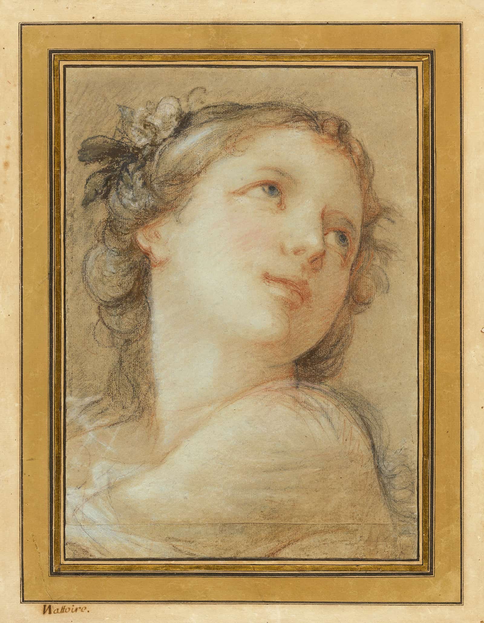 Head Of A Bacchante by Charles Joseph Natoire