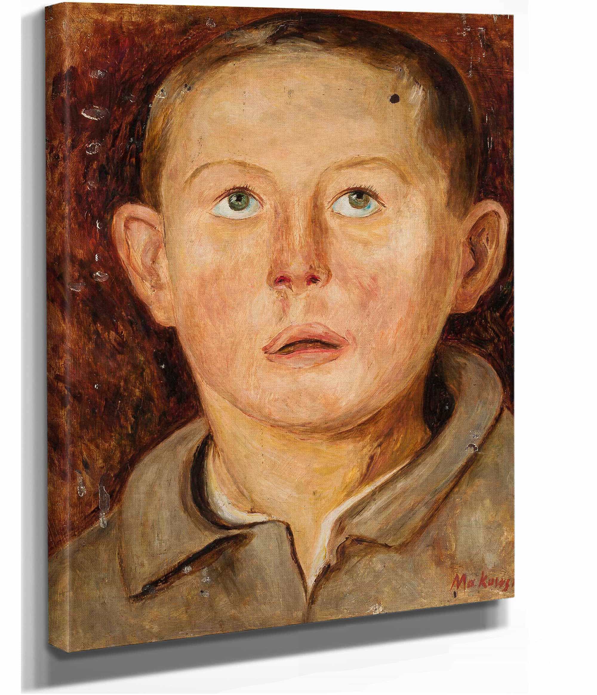 Head Of A Boy In An Unbuttoned Collar by Tadeusz Makowski