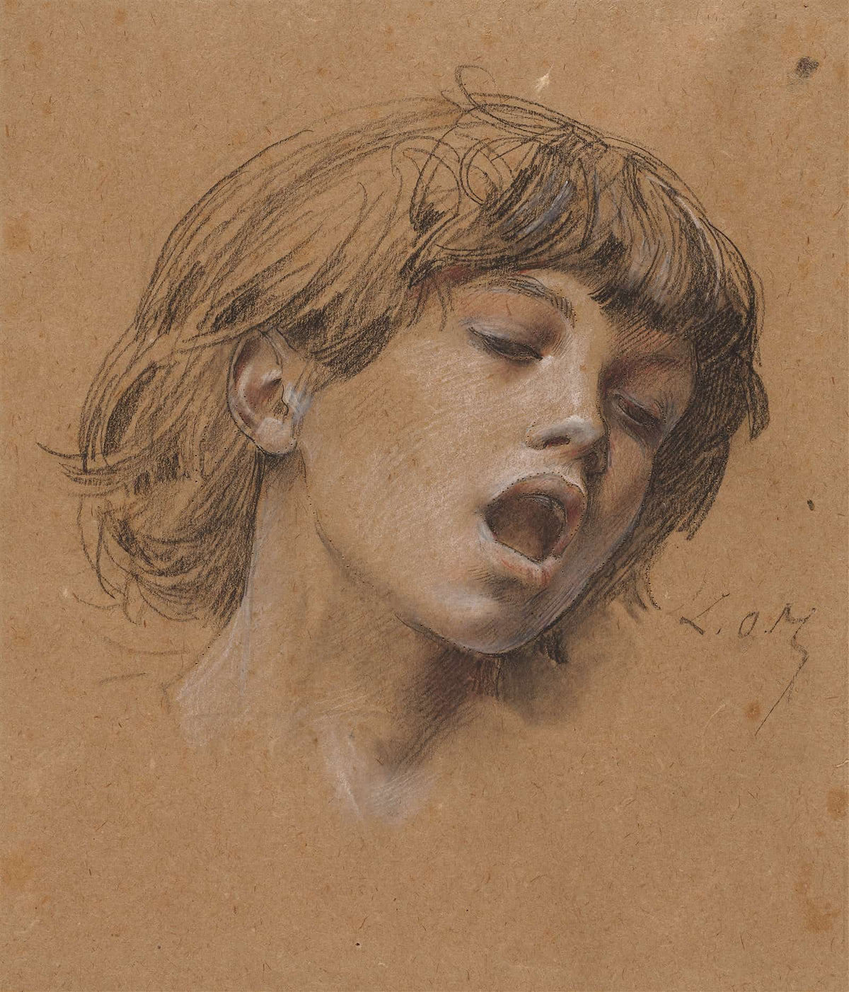 Head Of A Boy Singing Study For Music by Luc Olivier Merson