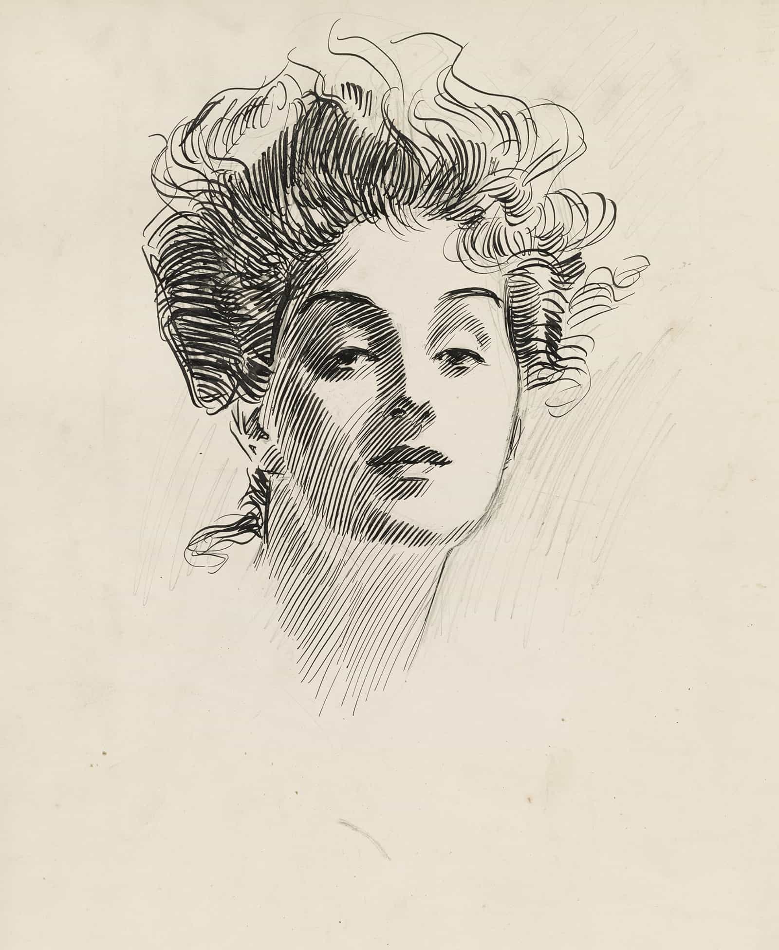 Head Of A Girl by Charles Dana Gibson
