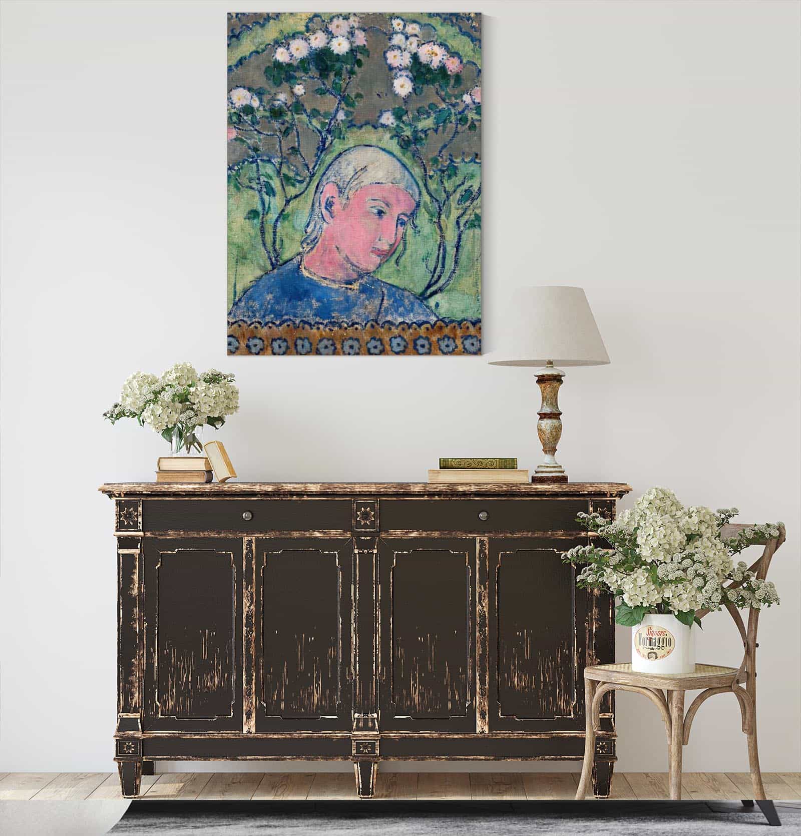 Head Of A Girl In Flowers by Tadeusz Makowski