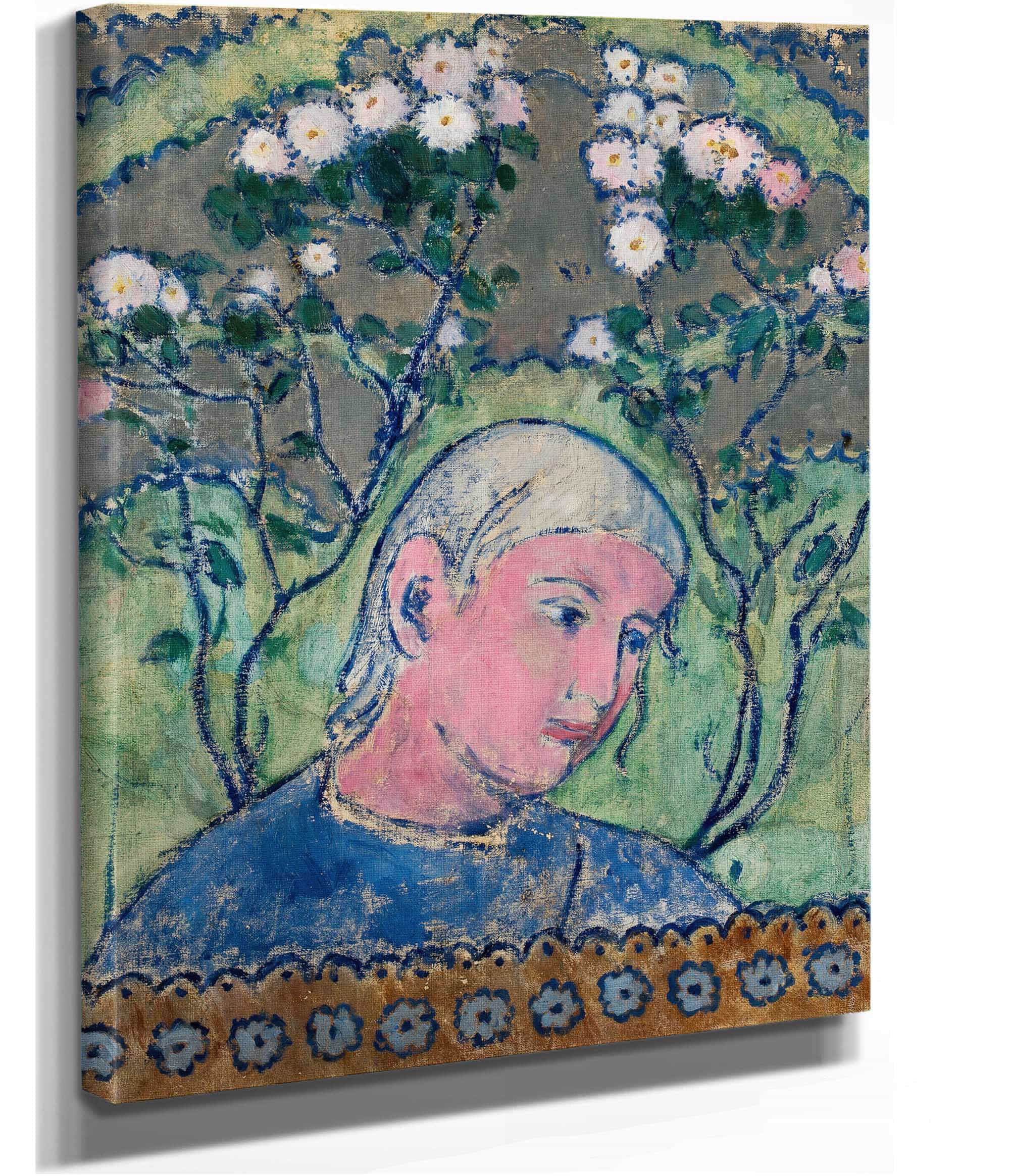 Head Of A Girl In Flowers by Tadeusz Makowski