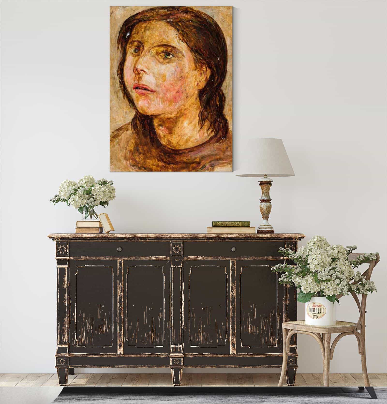 Head Of A Girl With A Half Open Mouth by Tadeusz Makowski