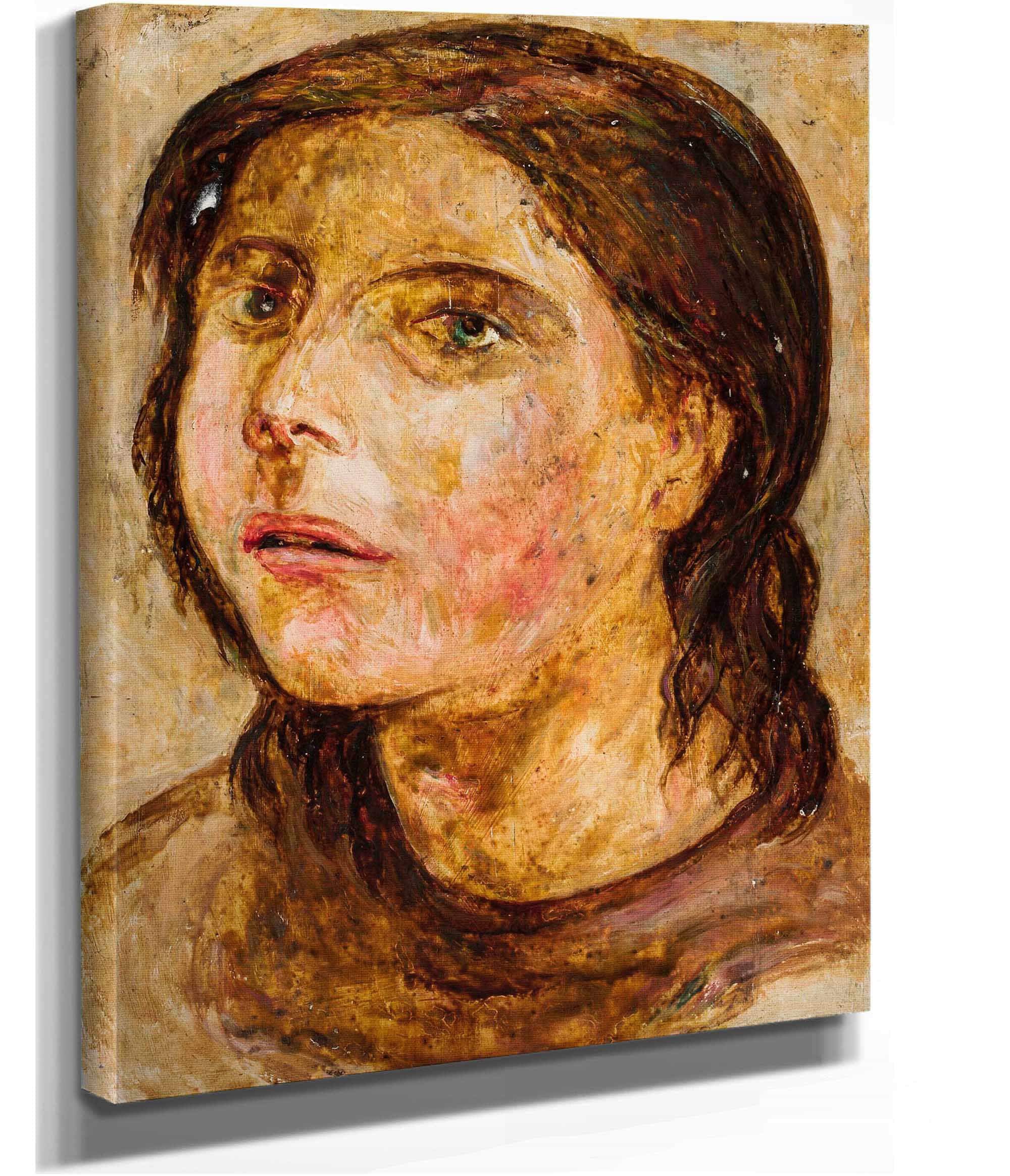 Head Of A Girl With A Half Open Mouth by Tadeusz Makowski