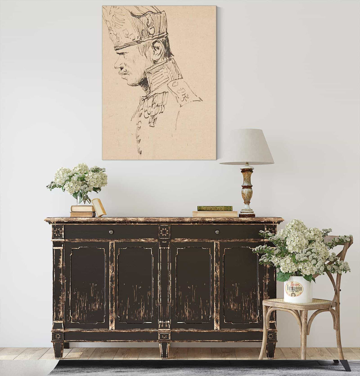 Head Of A Grenadier In Profile by Jean Baptiste Edouard Detaille