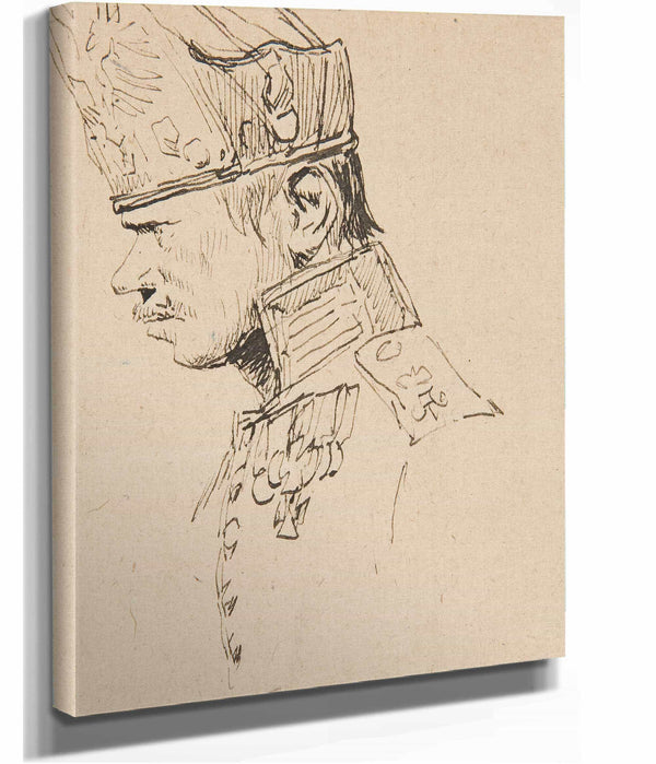 Head Of A Grenadier In Profile by Jean Baptiste Edouard Detaille
