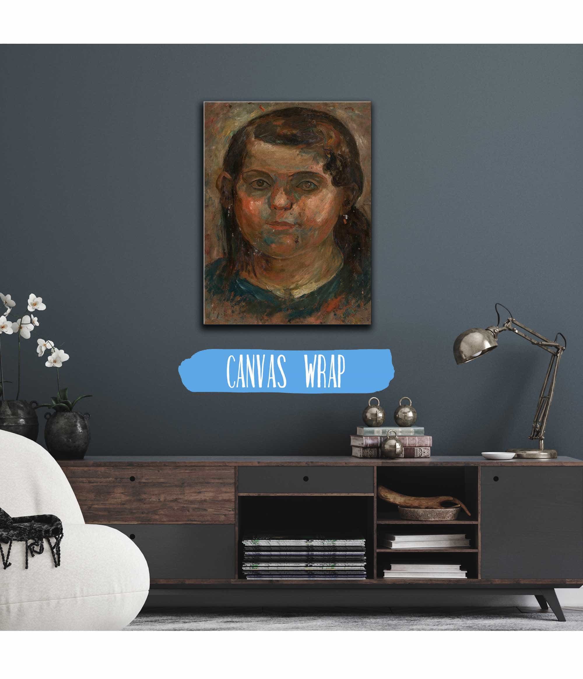 Head Of A Little Girl In A Blue Dress by Tadeusz Makowski