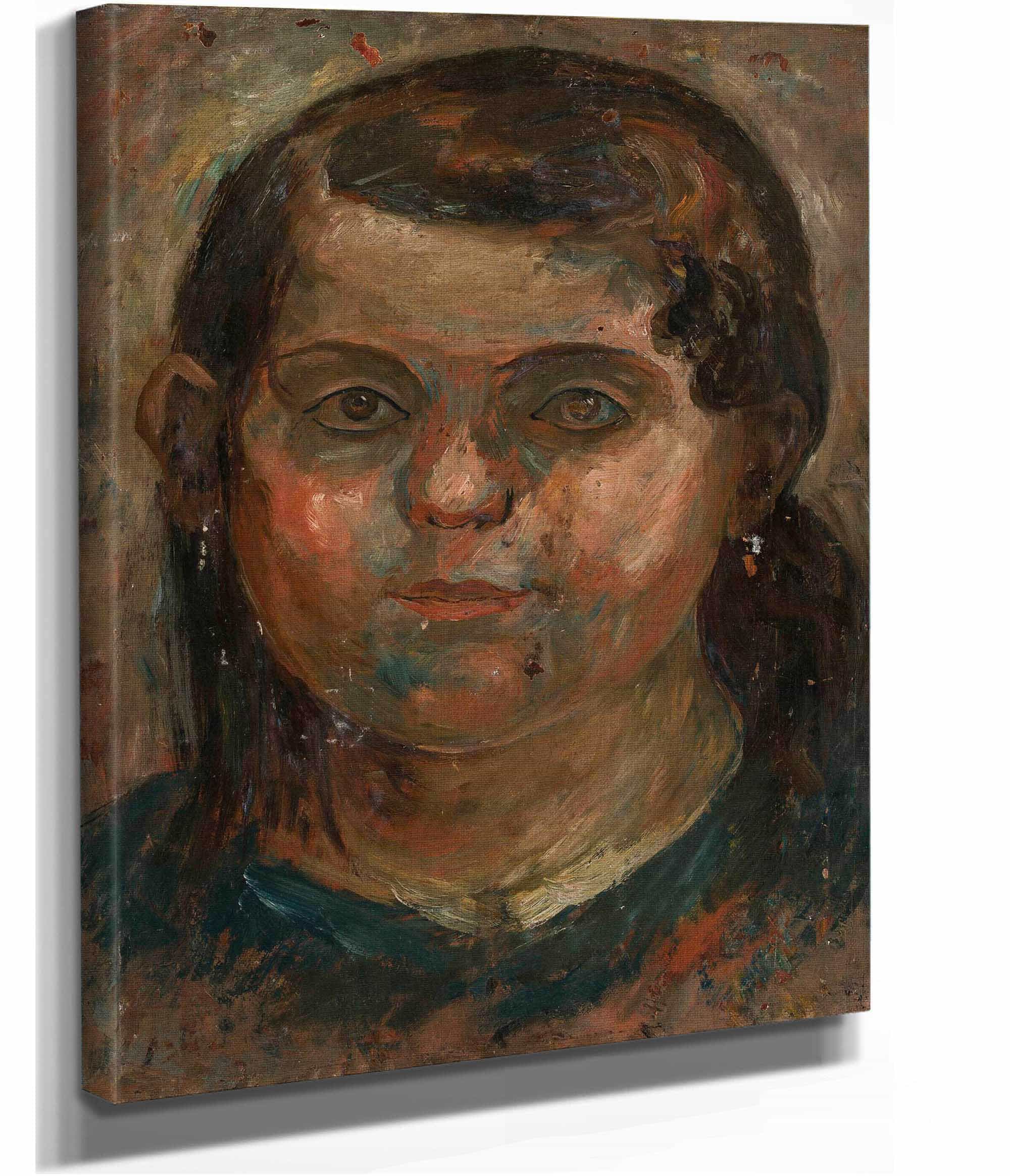 Head Of A Little Girl In A Blue Dress by Tadeusz Makowski
