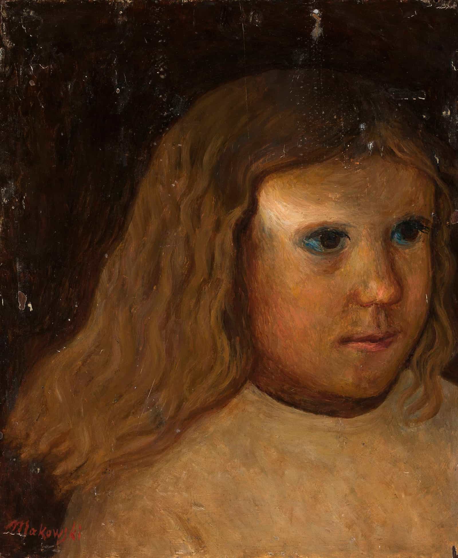 Head Of A Little Girl With Unloosed Hair by Tadeusz Makowski