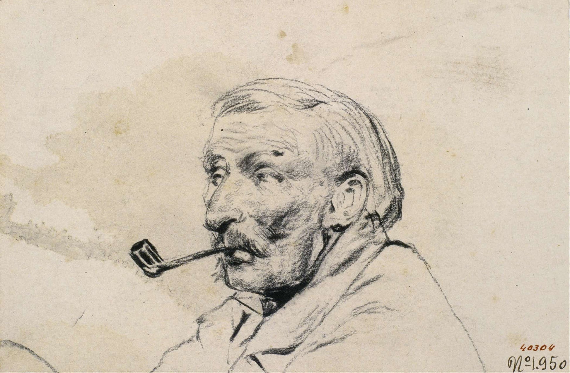 Head Of A Man Smoking A Pipe by Santiago Rusinol