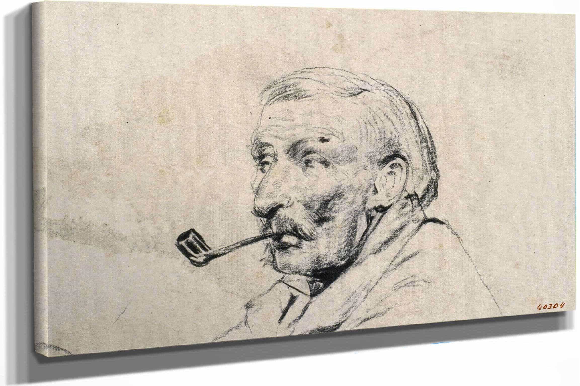 Head Of A Man Smoking A Pipe by Santiago Rusinol