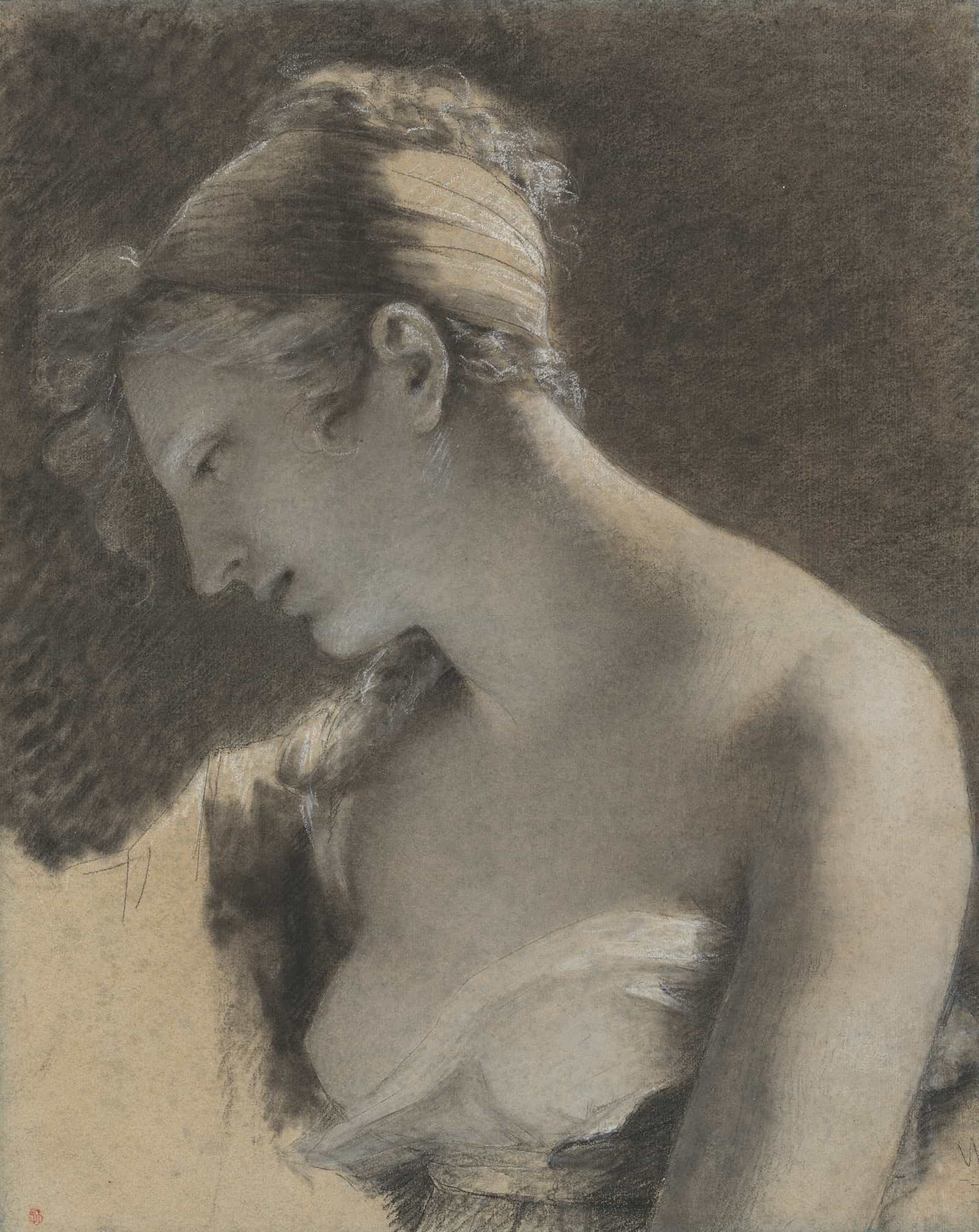 Head Of A Woman Study For The Happy Mother Lheureuse Mere by Pierre Paul Prudhon