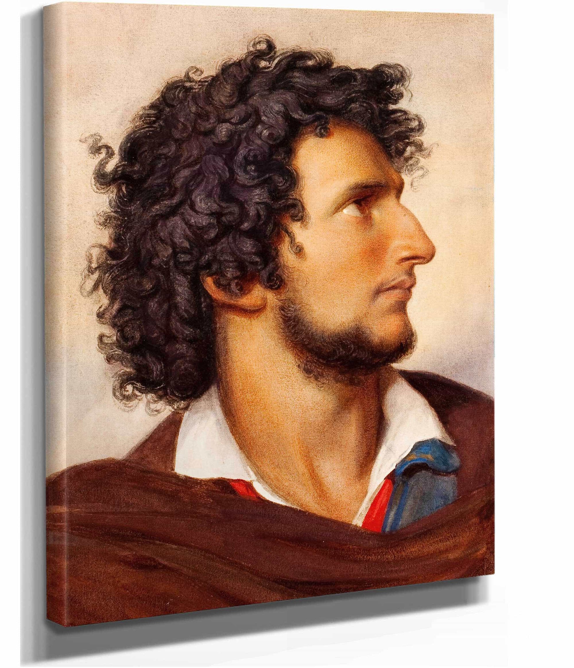 Head Of A Young Bearded Venetian Man In Profile by Friedrich Von Amerling