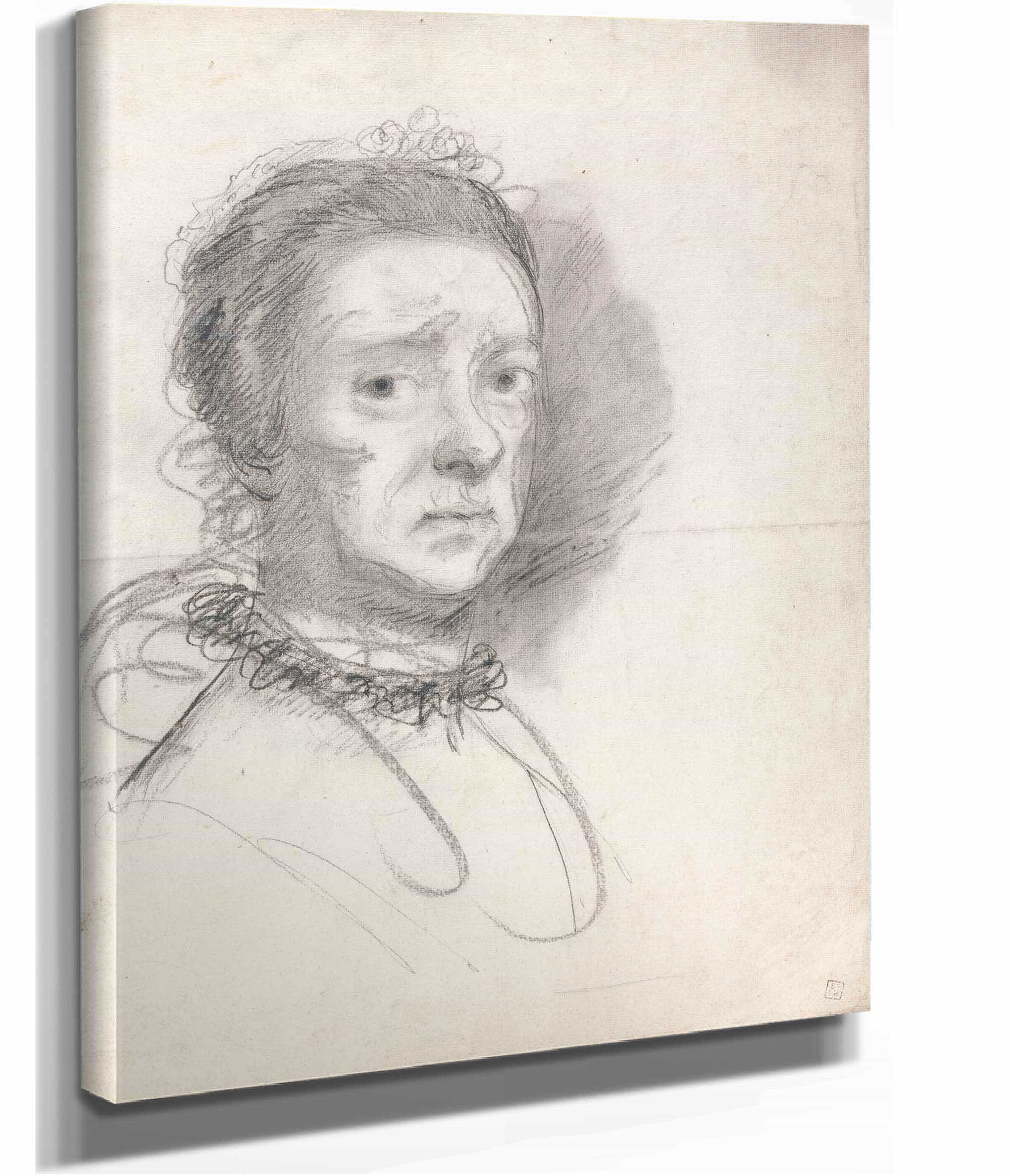 Head Of An Elderly Lady Studies From Raphaels Disputation by Sir Joshua Reynolds