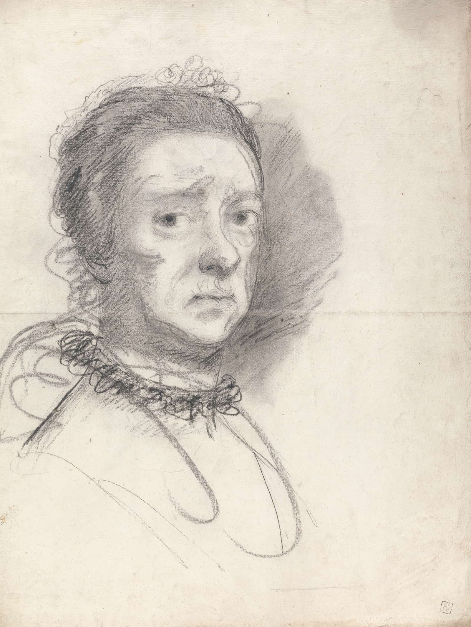 Head Of An Elderly Lady Studies From Raphaels Disputation by Sir Joshua Reynolds