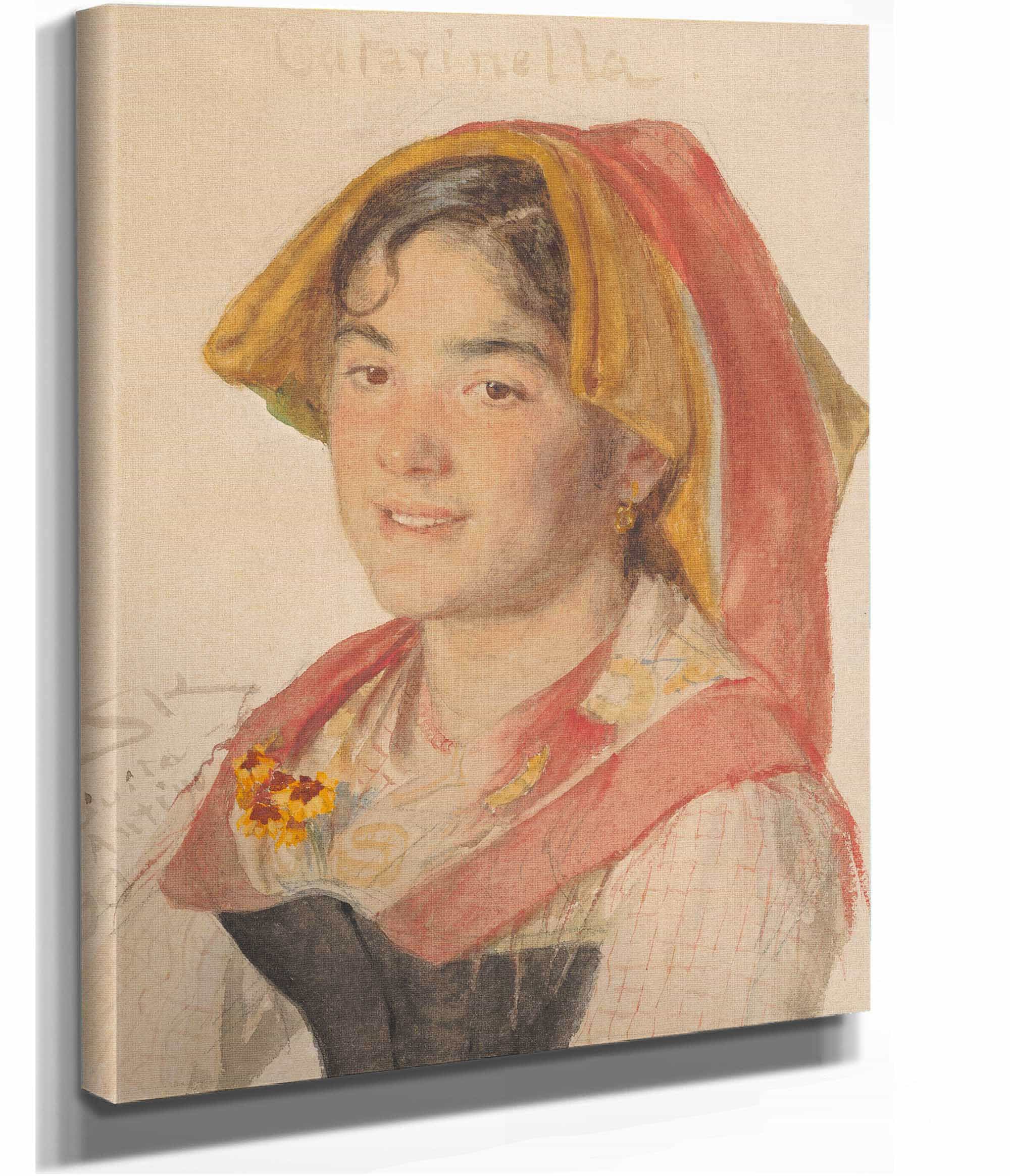 Head Of An Girl From Civita Dantino In Regional Dress Catarinella by Peder Severin Kroyer