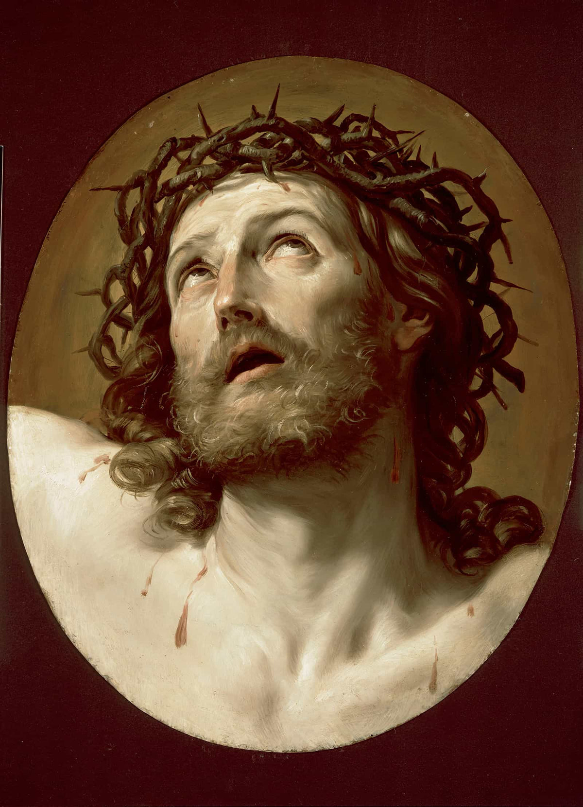 Head Of Christ Crowned With Thorns Early S by Guido Reni