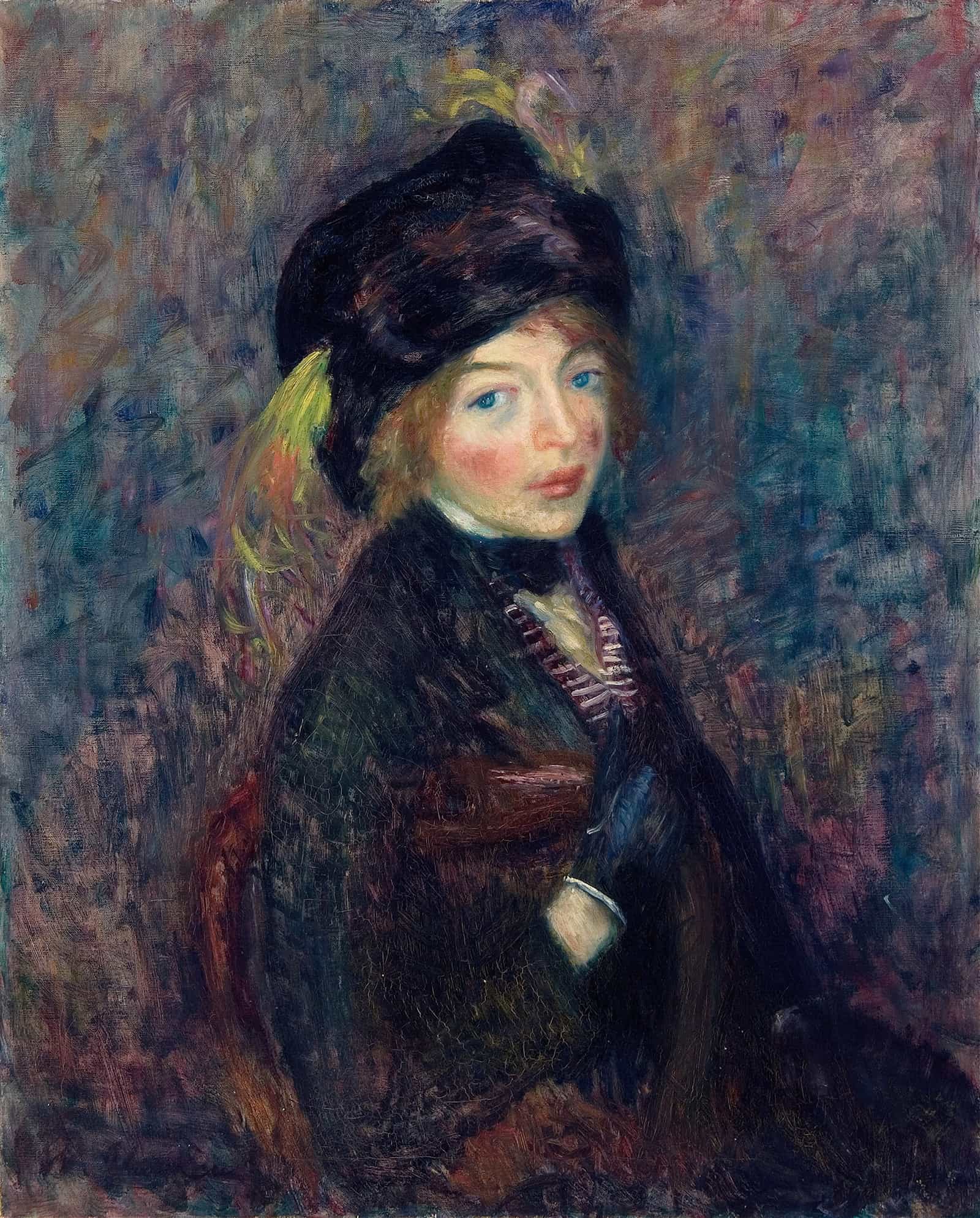 Head Of Girl Feather In Turban by William James Glackens