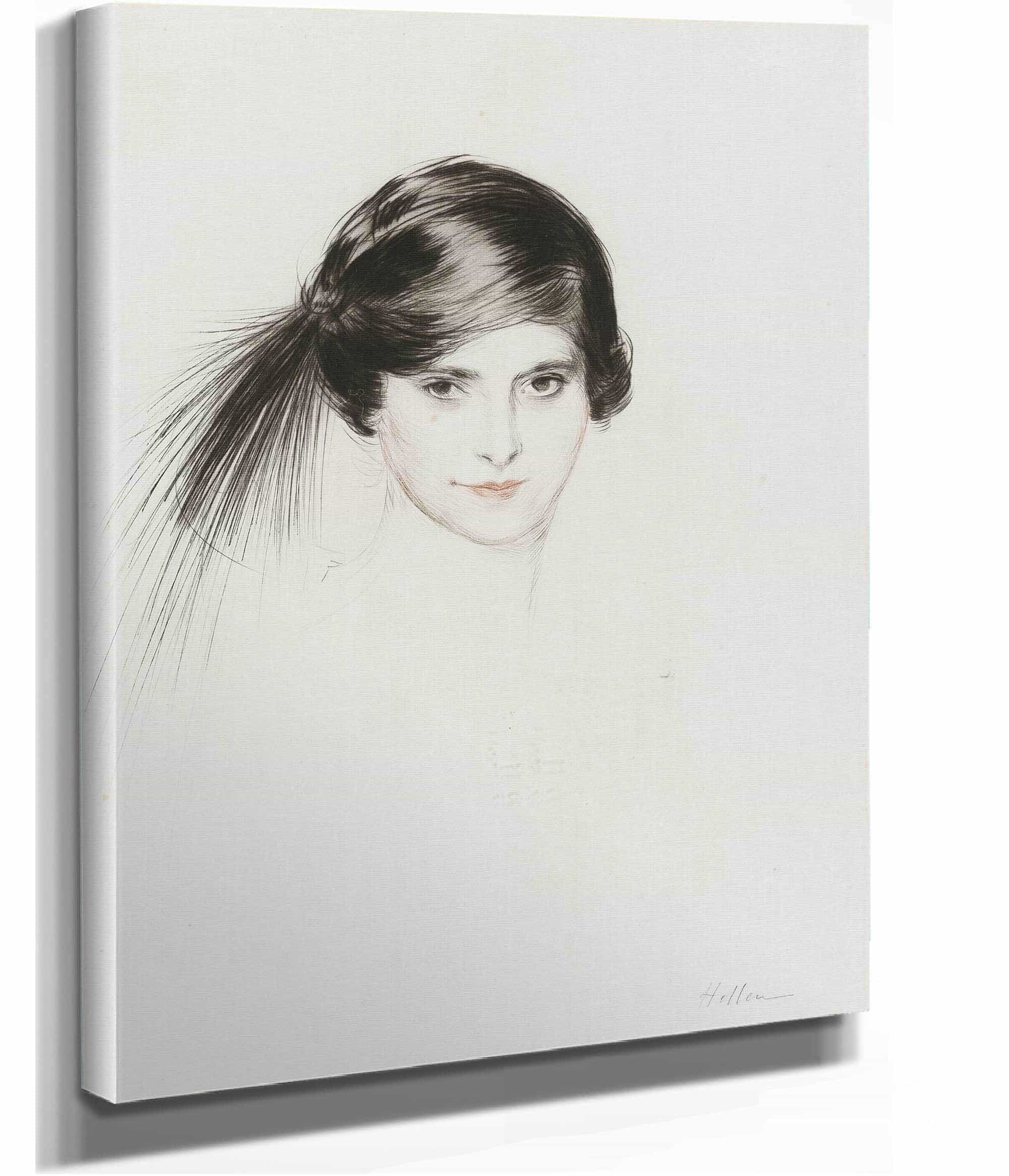 Head Of Helena Rubinstein With Egret Feathers by Paul Cesar Helleu