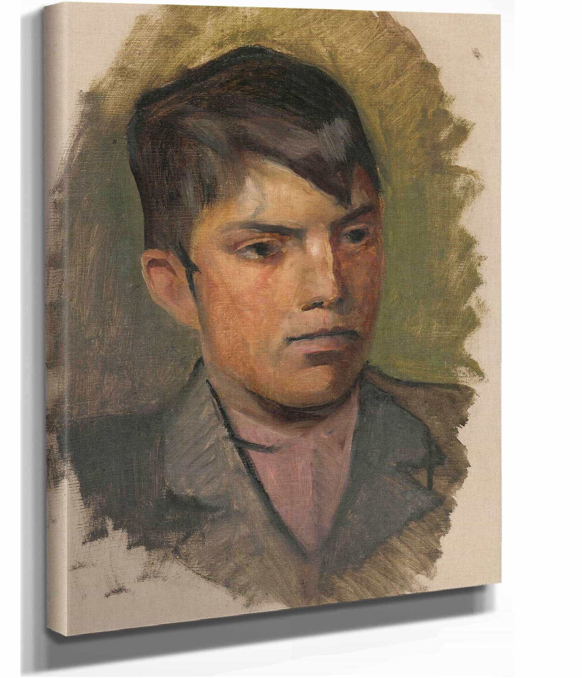 Head Study Of A Boy In A Pink Shirt   by Ladislav Mednyanszky