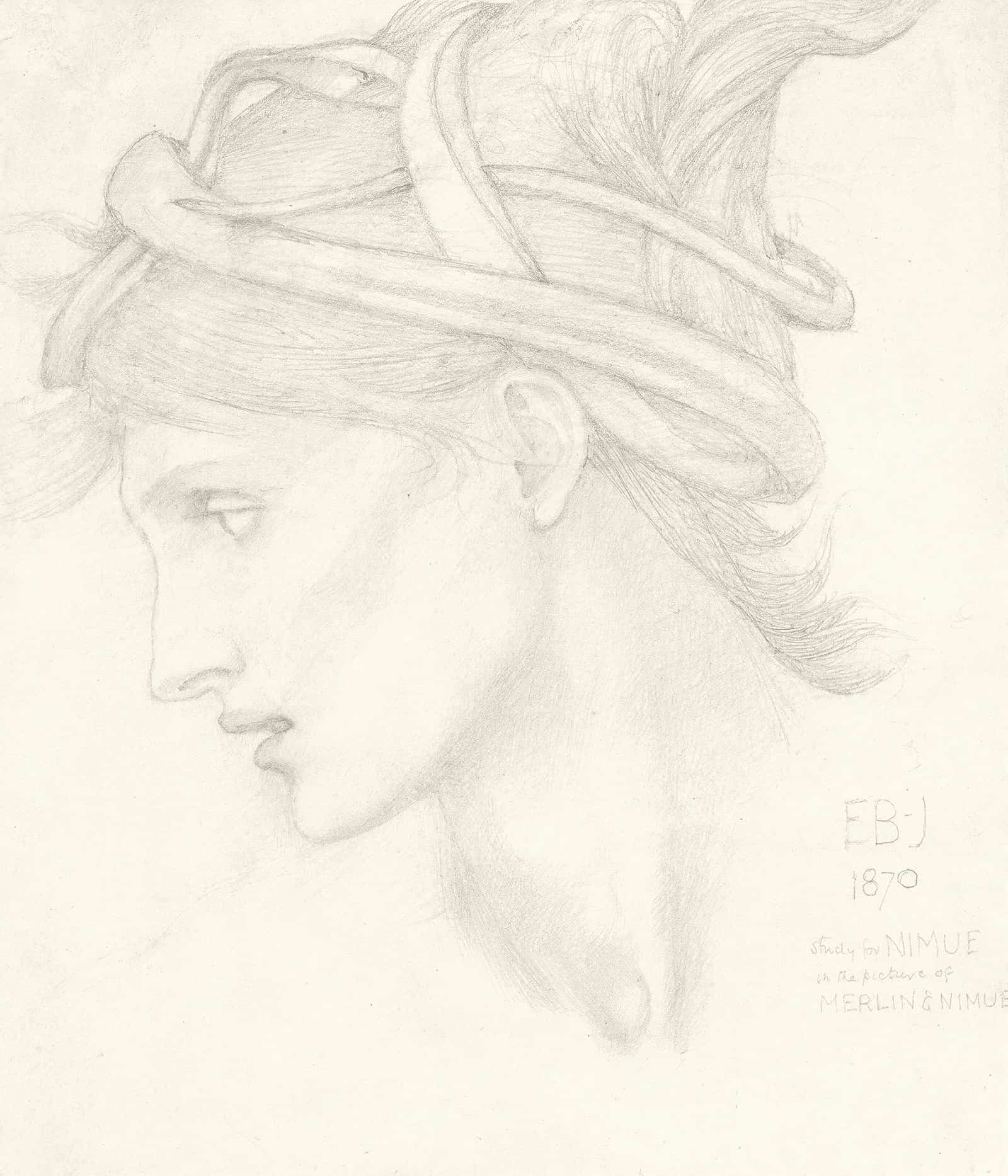 Head Study Of Maria Zambaco For Nimue In The Beguiling Of Merlin by Sir Edward Coley Burne Jones