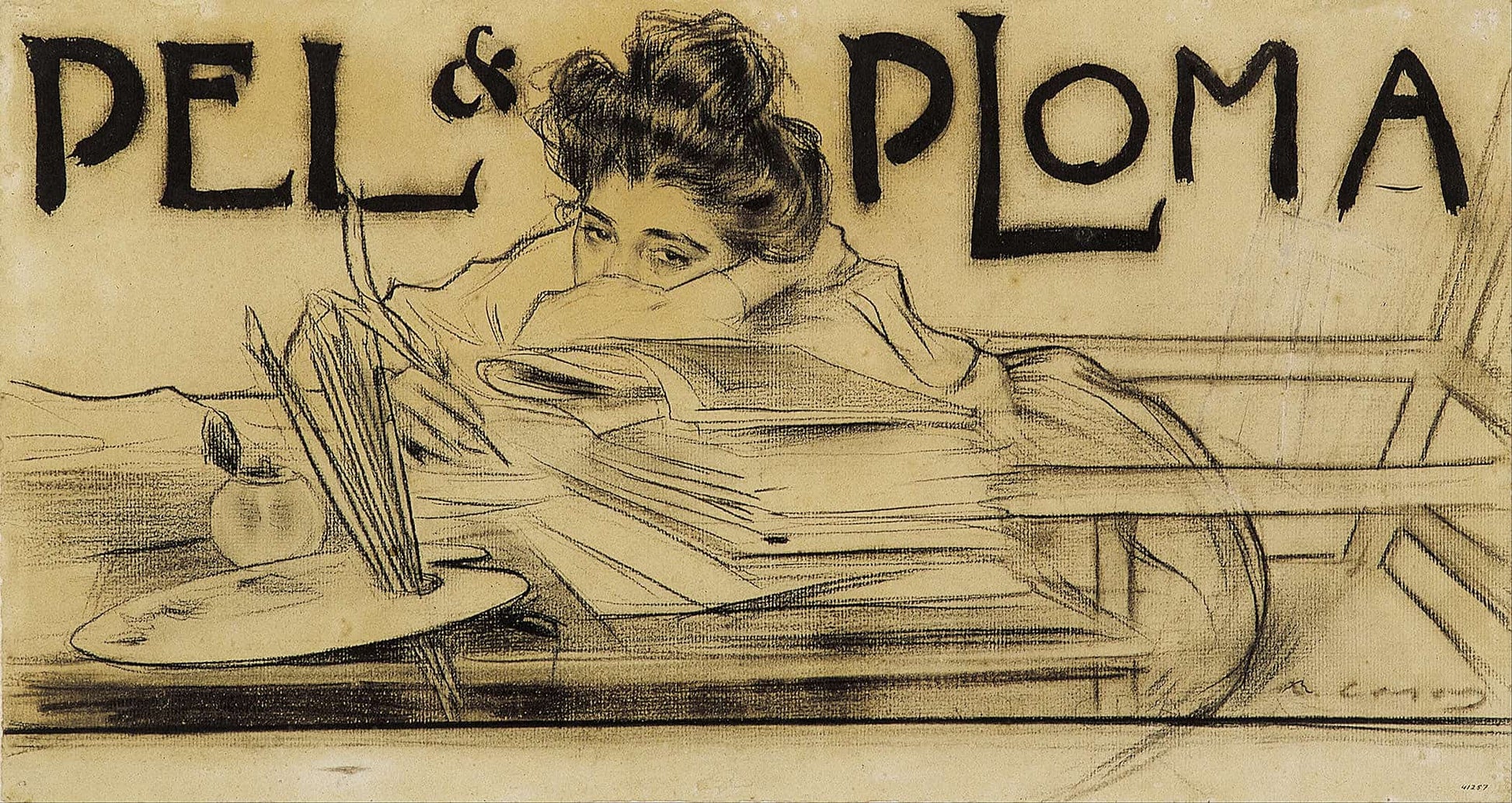 Headpiece For The Magazine Pel I Ploma by Ramon Casas