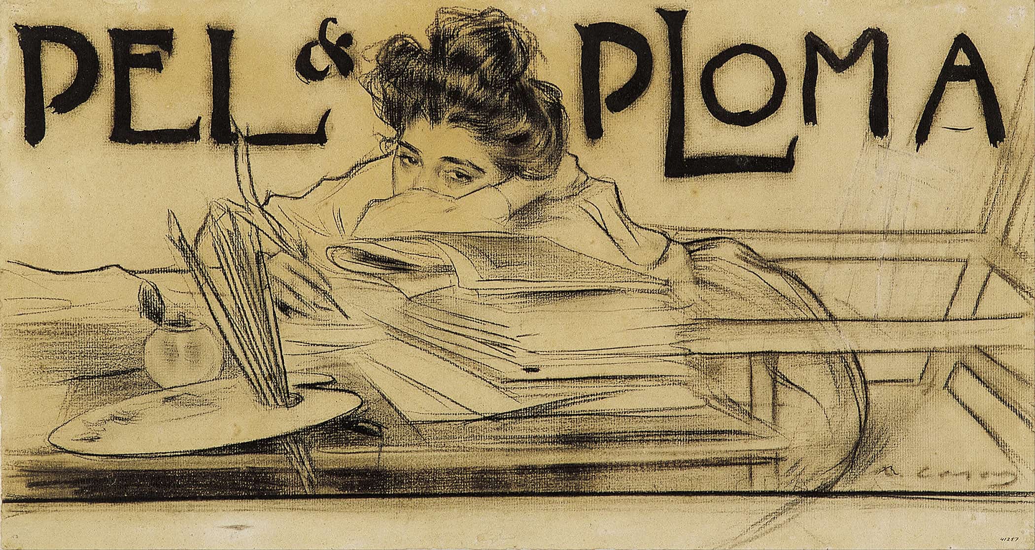 Headpiece For The Magazine Pel I Ploma by Ramon Casas
