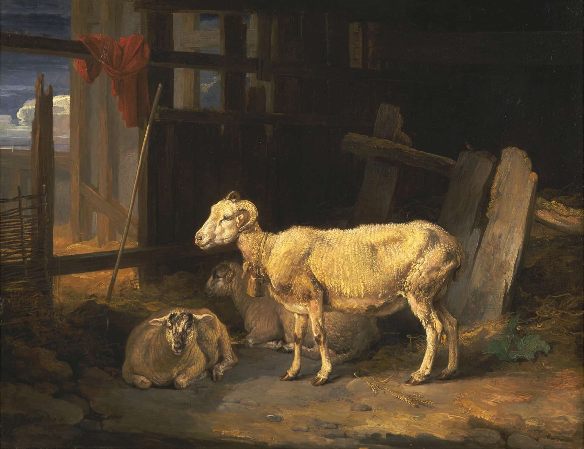 Heath Ewe And Lambs by James Ward