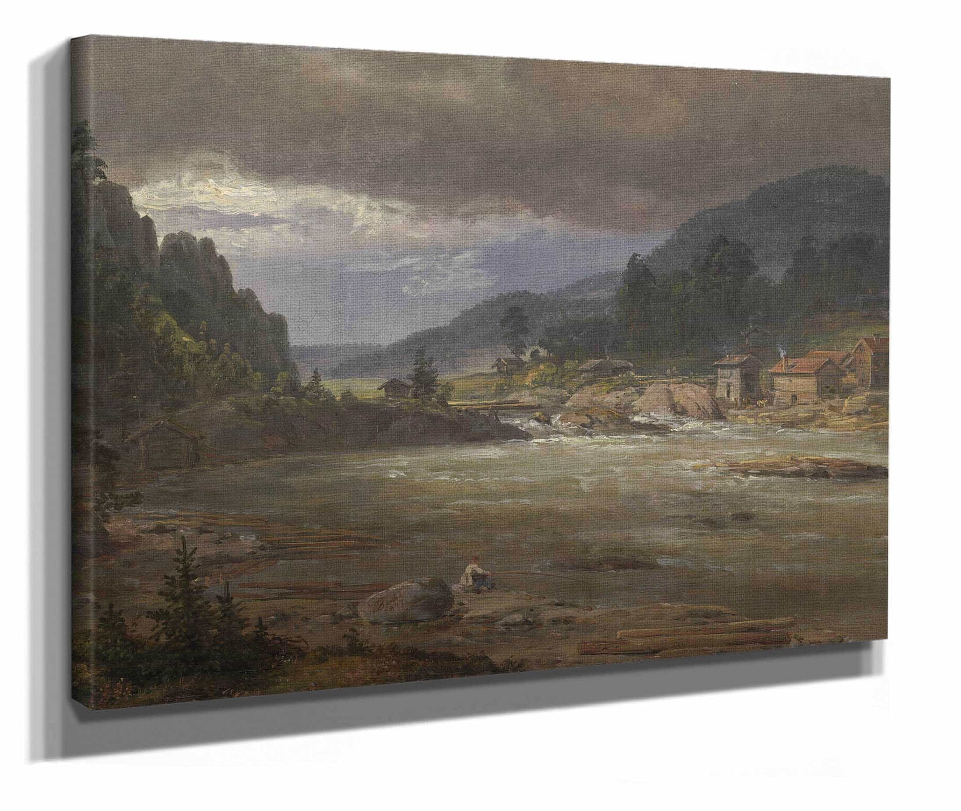 Hellefossen Near Hokksund by Johan Christian Dahl