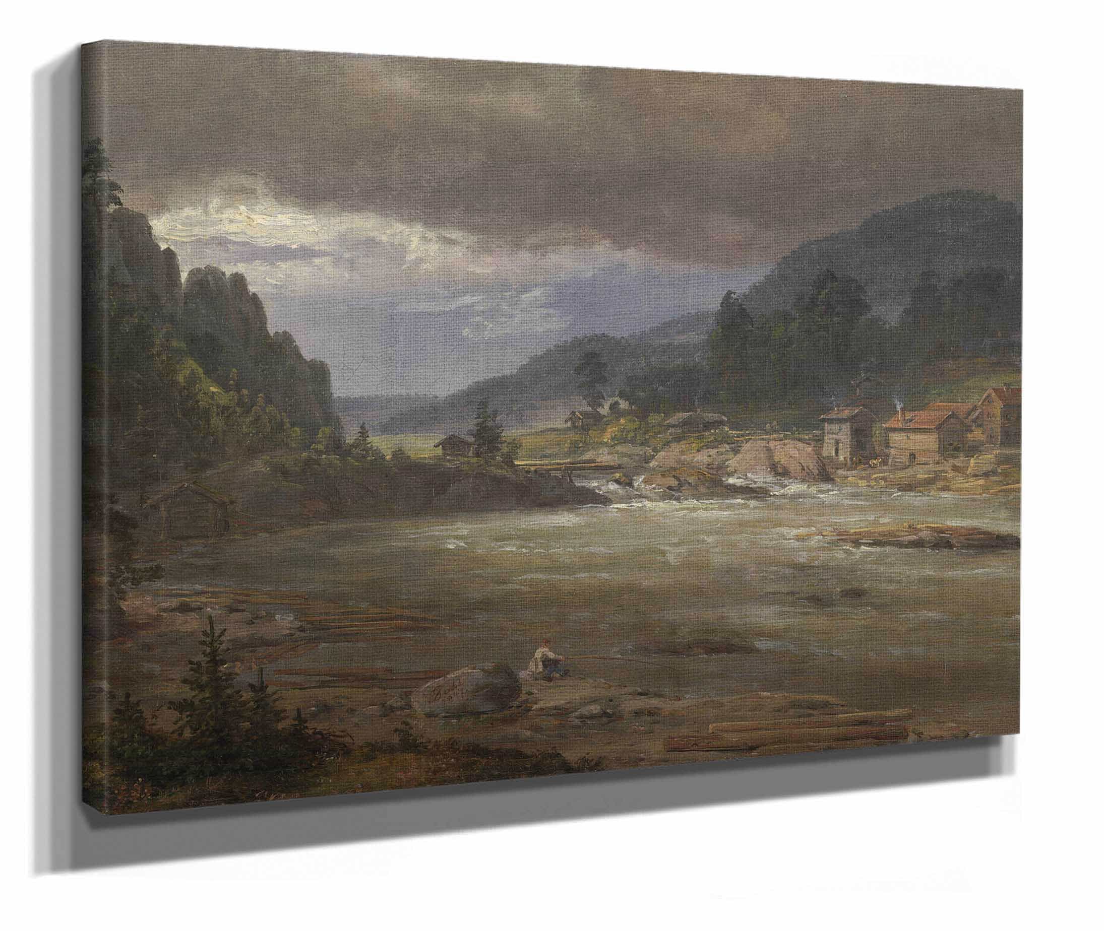 Hellefossen Near Hokksund by Johan Christian Dahl