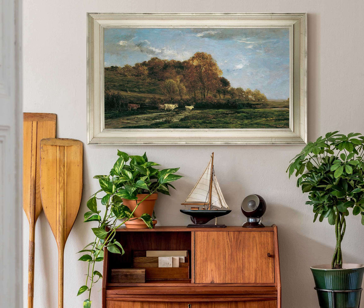 Herbstliche Aulandschaft Abendstimmung by Charles Francois Daubigny