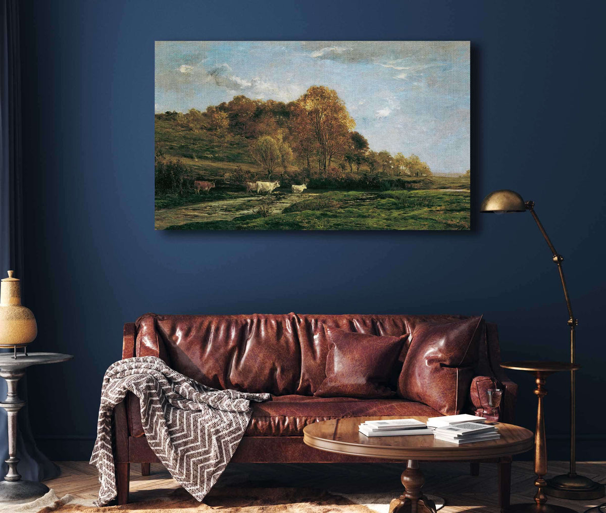 Herbstliche Aulandschaft Abendstimmung by Charles Francois Daubigny