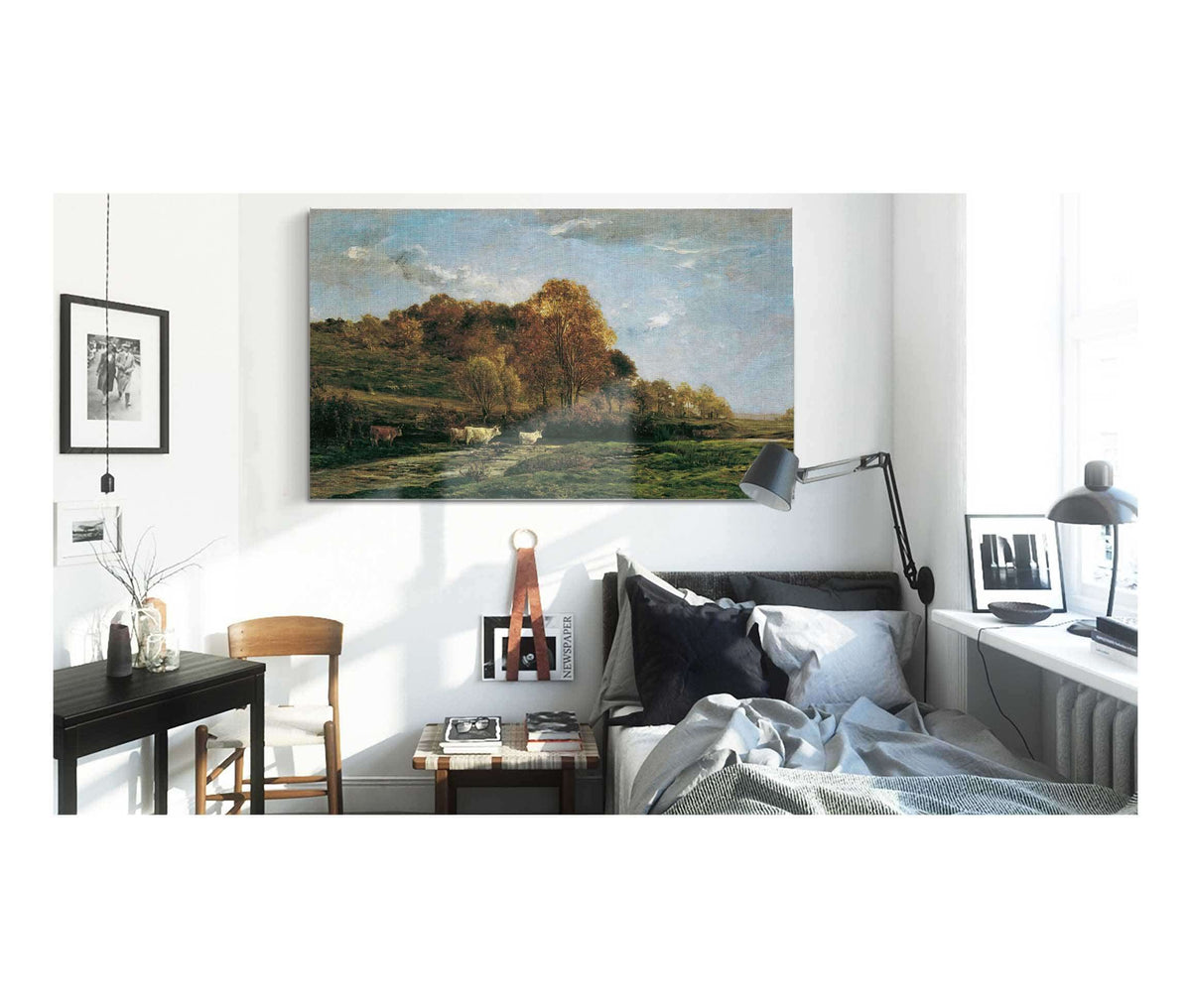 Herbstliche Aulandschaft Abendstimmung by Charles Francois Daubigny