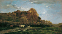 Herbstliche Aulandschaft Abendstimmung by Charles Francois Daubigny