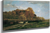 Herbstliche Aulandschaft Abendstimmung by Charles Francois Daubigny