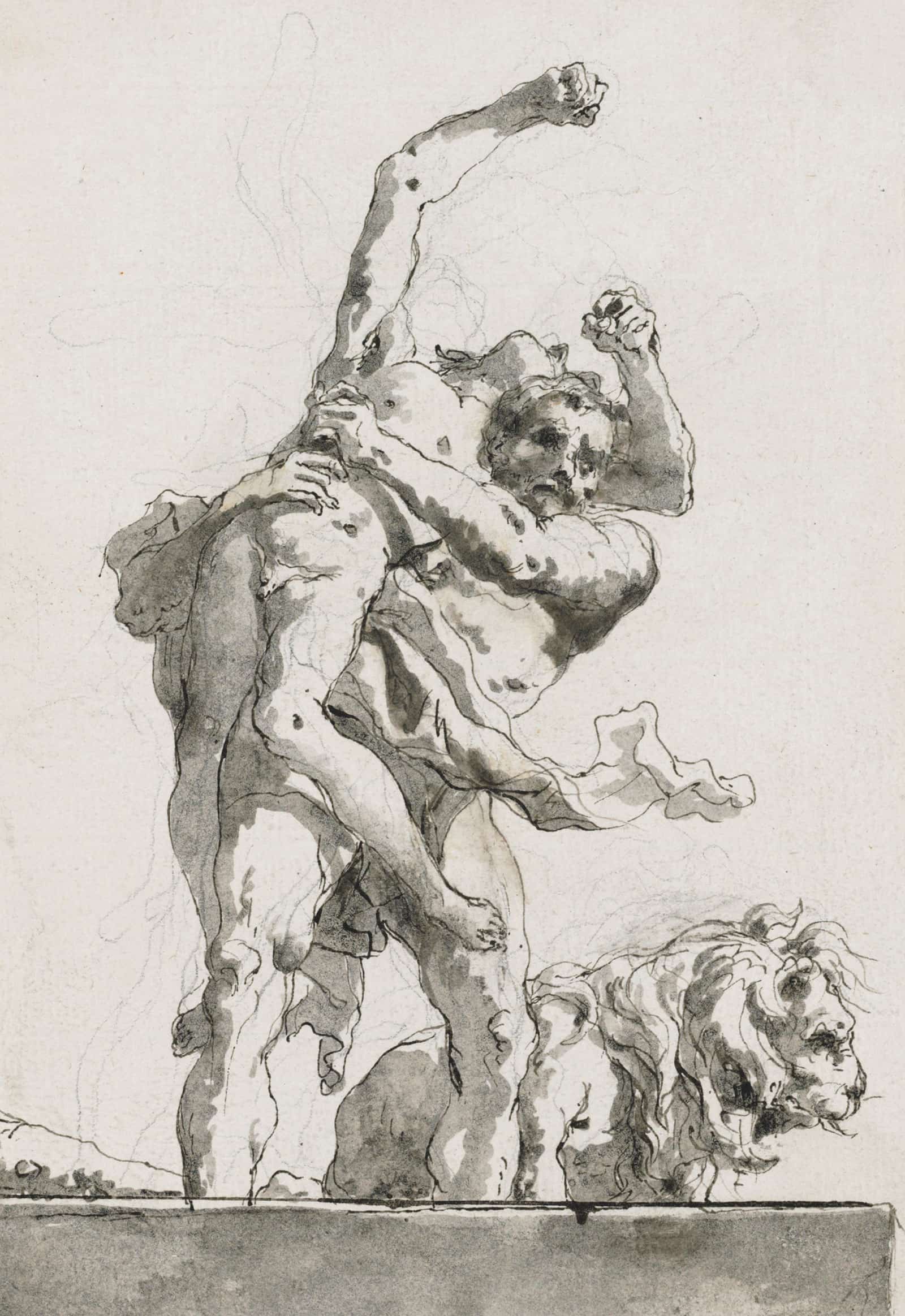 Hercules And Antaeus by Giovanni Domenico Tiepolo