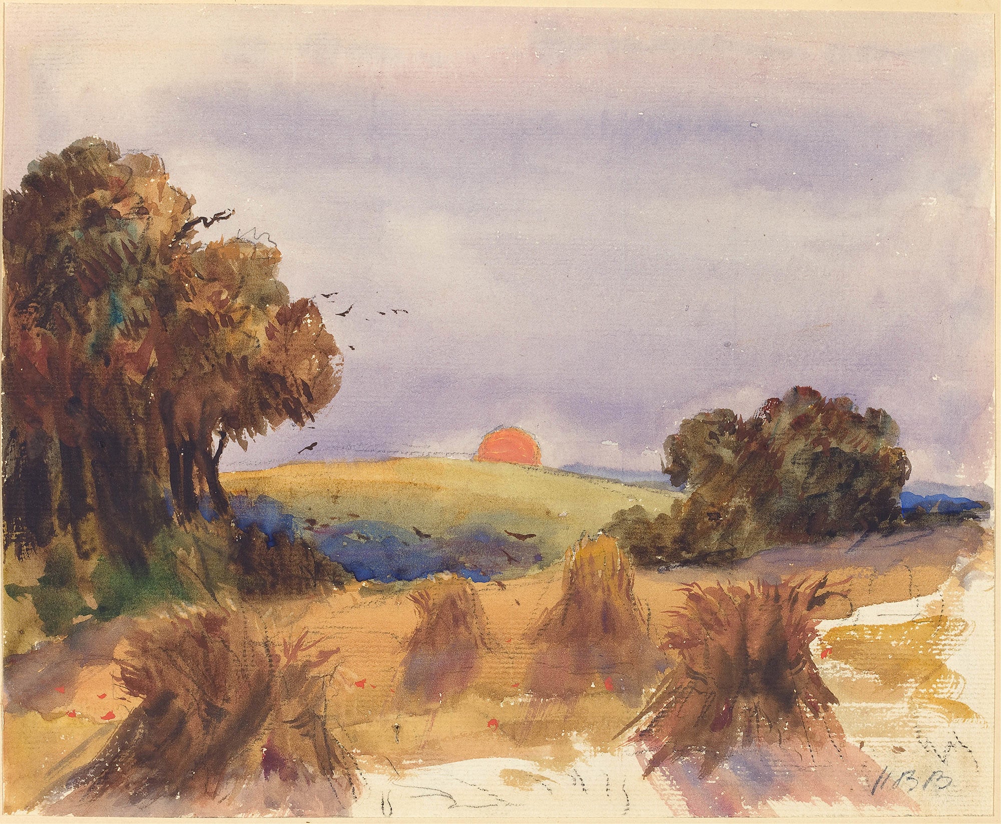 A Cornfield At Sunset by Hercules Brabazon Brabazon