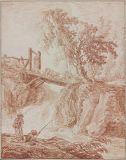 Herdsmen Crossing A Waterfall by Hubert Robert
