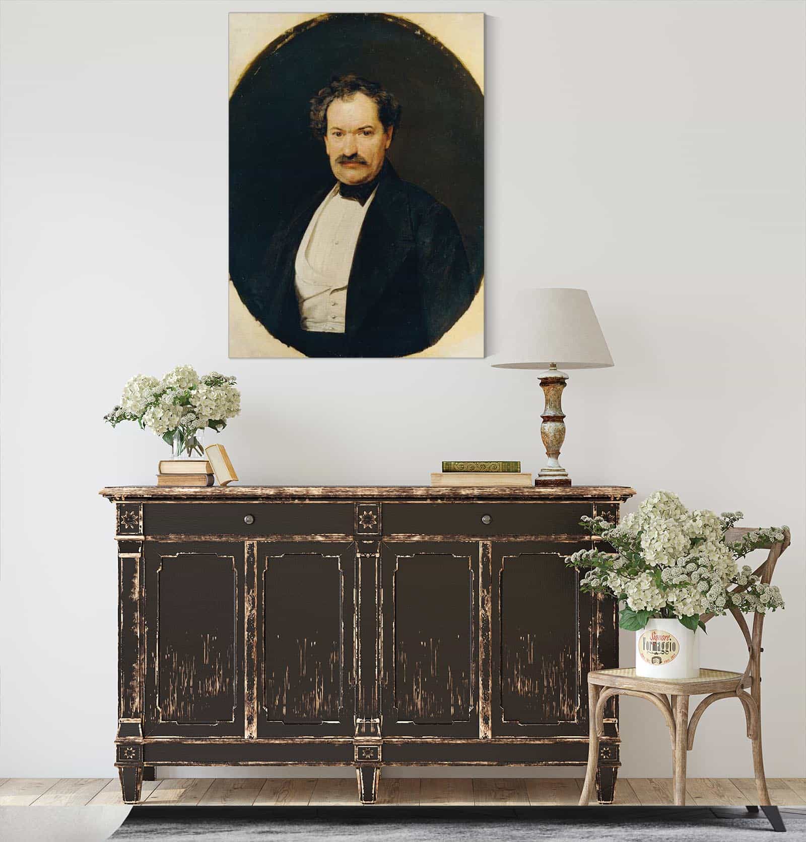 Herr In Schwarzem Rock Mit Weiber Weste by Ferdinand Georg Waldmuller
