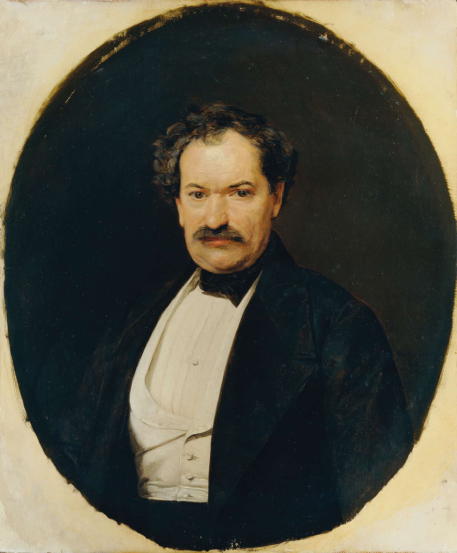 Herr In Schwarzem Rock Mit Weiber Weste by Ferdinand Georg Waldmuller