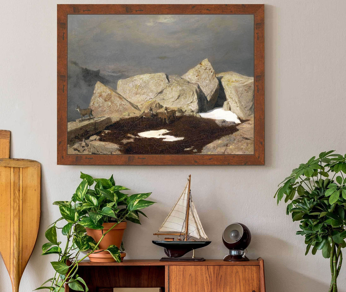 High Mountain Landscape With Chamois Around by Arnold Bocklin