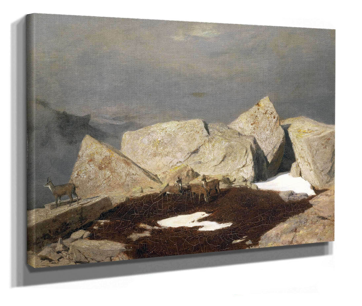 High Mountain Landscape With Chamois Around by Arnold Bocklin
