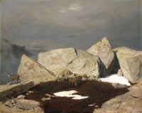 High Mountain Landscape With Chamois Around by Arnold Bocklin