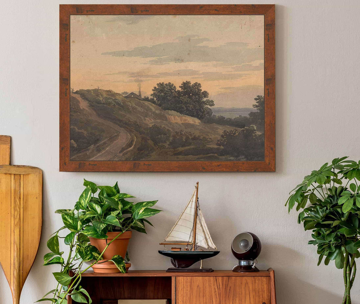 Hilly Landscape With House Path And Figures by Thomas Sully