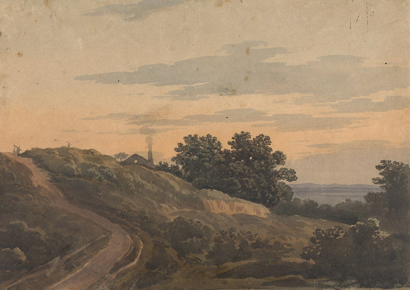 Hilly Landscape With House Path And Figures by Thomas Sully