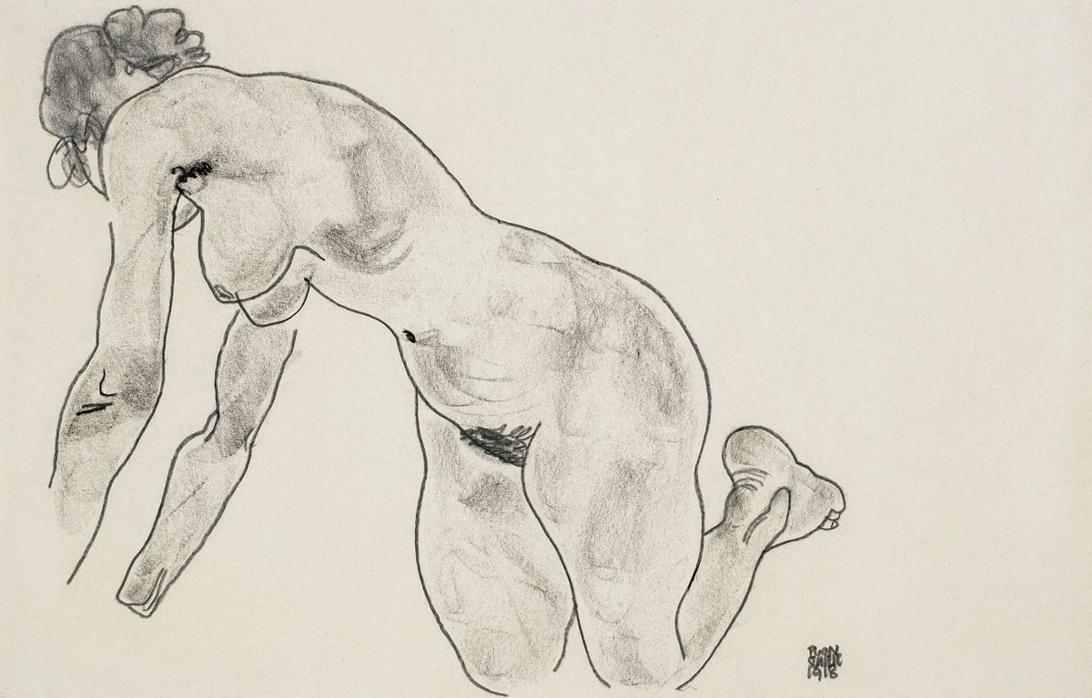 Hockender Weiblicher Akt by Egon Schiele