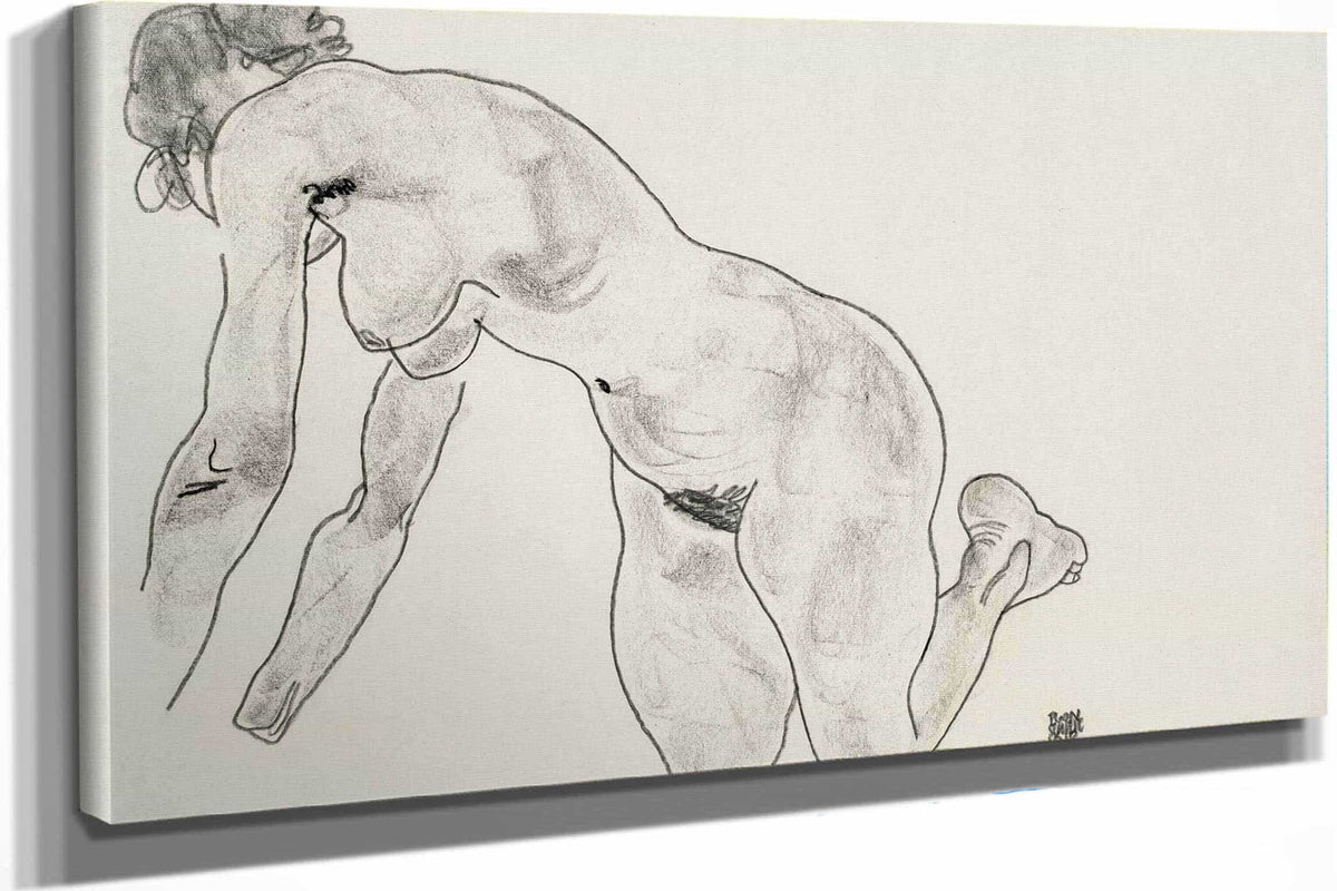 Hockender Weiblicher Akt by Egon Schiele