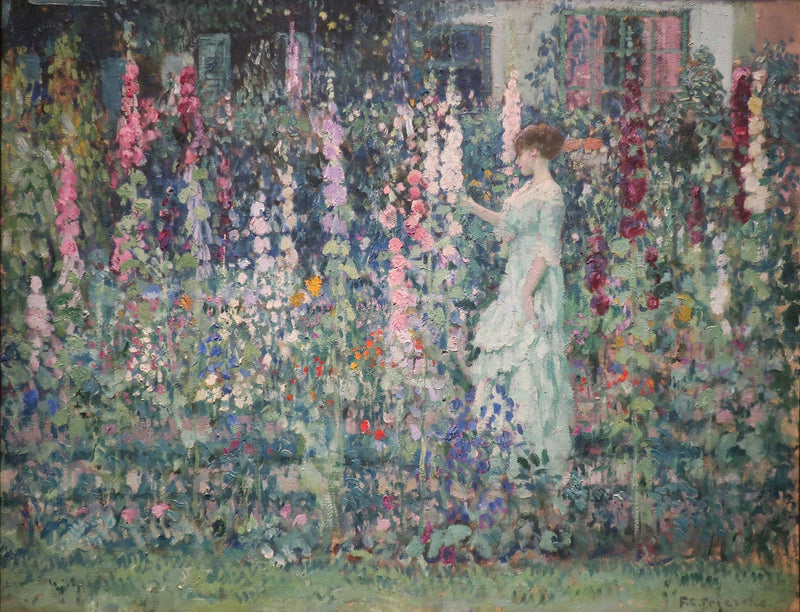 Hollyhocks By by Frederick Carl Frieseke
