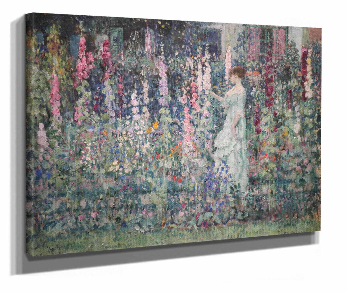 Hollyhocks By by Frederick Carl Frieseke